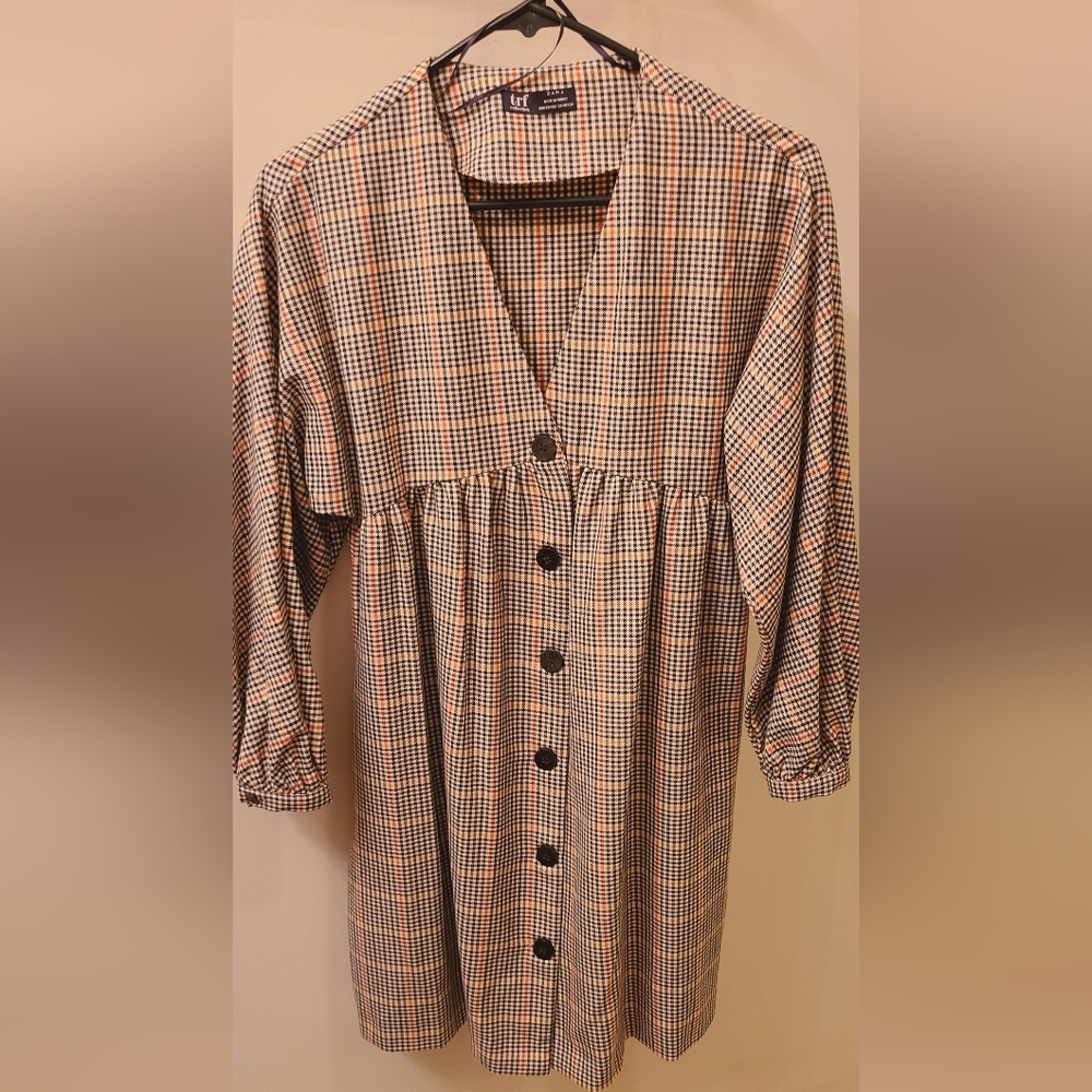 Zara trf XS plaid long sleeved dress